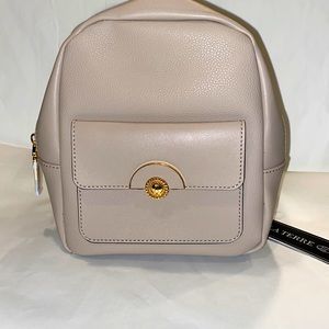 Vegan leather mini backpack taupe new with tags attached and bonus change purse